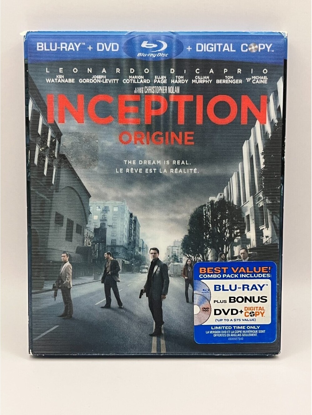 Inception Blu-ray + Bonus Blu-ray Slipcover Digital Leonardo DiCaprio